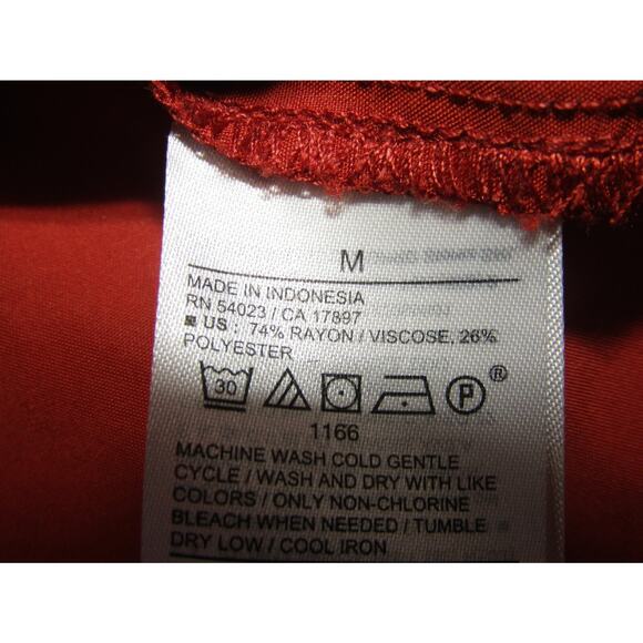 Old Navy Orange Rayon Shirt Mini Dress sz M Dawstring Waist Pockets Boho Cottage - Picture 6 of 6